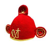 Oxxggkao Sombrero de God Of Wealth para reuniones de vacaciones, suéter de punto para eventos familiares y entusiastas culturales, sombrero para padres e hijos