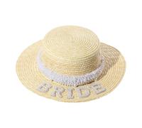 Oxxggkao Sombrero de paja con perlas para boda, despedida de soltera, Panamá, tejido a mano, playa, vacaciones, para despedidas de soltera, fiesta de boda, Sombrero de novia, Talla única