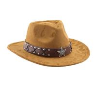 Oxxggkao Sombrero vintage de piel sintética con cinturón para cosplay, disfraz de Panamá para artistas de escenario, bailando para adultos, étnico, gamuza, todos a juego para festivales de música