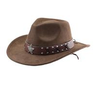 Oxxggkao Sombrero vintage de piel sintética con cinturón para cosplay, disfraz de Panamá para artistas de escenario, bailando para adultos, étnico, gamuza, todos a juego para festivales de música