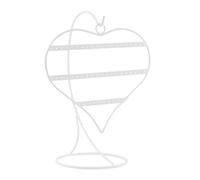 Oxxggkao Soporte de exhibición de joyas de escritorio con 50 agujeros en forma de corazón, organizador de aretes de hierro para aretes, pulseras, encimera, organizador de aretes de escritorio, soporte