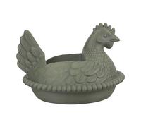 Oxxggkao Soporte único para jabón de gallina, para poner huevos, maceta de almacenamiento de botellas de espuma para decoración de baño, jardín, divertida forma de gallina, soporte de jabón espumoso