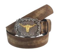 Oxxggkao Street Dance - Cinturón de poliuretano para mujer, cintura decorativa, con hebillas talladas, pantalones vaqueros, cintura desgastada para adolescentes, unisex, occidental, marrón oscuro