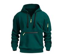 Oxxggkao Sudadera con capucha para hombre con cremallera de un cuarto de cremallera de manga larga con múltiples bolsillos para uso casual, aventura diaria, entrenamiento, gimnasio, sudadera para