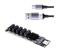 Oxxggkao Tarjeta de expansión SATA3.0 de 5 Puertos con Puerto USB 3, 2 Gen1 y Tipo C para Unidades de Almacenamiento en Disco Duro expansor de Disco Duro de Escritorio