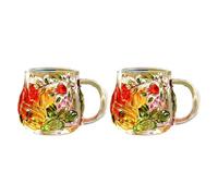 Oxxggkao Taza de café de vidrio pintada a mano con asa, taza de sopa para leche, bebida caliente o fría, regalo de San Valentín, tazas de sopa con asa