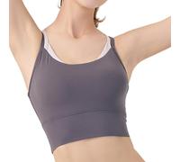 Oxxggkao Top deportivo para mujer, esencial, suave, transpirable, para entrenamiento, lencería de doble capa