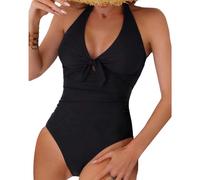 Oxxggkao Traje de baño de color para mujer con cuello y espalda atado para comodidad diaria y vacaciones en la playa, traje de baño de fitness