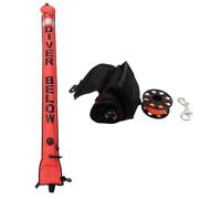 Oxxggkao Tubo de señales de buceo inflable de alta visibilidad con carrete de carrete de buceo y clip de fondo abierto, flotador de inmersión de fondo abierto