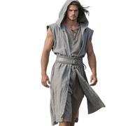 Oxxggkao Túnica medieval sin mangas con temática medieval para escenario, juego de rol, evento, traje LARP, gris, XXX-Large