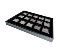 Oxxggkao Velvets - Estuche de acrílico forrado para joyas con 15 ranuras cuadradas para exhibición profesional de piedras preciosas, vitrina de joyería acrílica