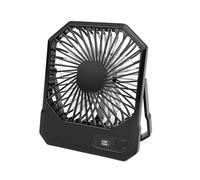 Oxxggkao Ventilador de escritorio USB de 2600 mAh, recargable, 3 velocidades, plegable, con pantalla digital, portátil, para camping, plegable