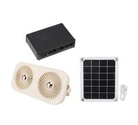 Oxxggkao Ventilador solar impermeable con doble manostato USB para gallinero, casa de mascotas, cobertizo, ventilación, resistente a la intemperie