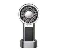 Oxxggkao Ventilador solar recargable de mano, ajuste de 5 velocidades, ligero, refrigeración de viaje para escritorio, al aire libre, hogar, USB C, recargable