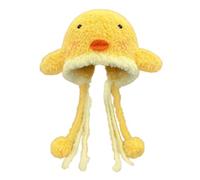 Oxxggkao Versátil sombrero de pollo blanco con orejas peludas, orejas de dibujos animados con pompones, felpa de invierno para uso casual