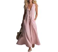 Oxxggkao Vestido de poliéster con elegante cuello en V y bolsillos, vestido casual adecuado para múltiples tipos de cuerpo, vestido casual de poliéster, f, S