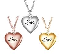 OXYEFEI Collares para Mujer Personalizado,Collar con Colgante Corazon,con Texto y Fotos Personalizables regalo para mujeres y niñas siempre en mi corazón, regalo de recuerdo (plata)