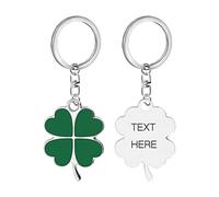 OXYEFEI Llaveros personalizado, Suerte en Llavero Trébol de Cuatro Hojas Color Verde para Mujer, Grabado Nombres/Fecha/Texto - Con caja de regalo (2 piezas)