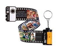 OXYEFEI Llaveros Personalizados,Llavero Carrete de Fotos Mujer,Valentín Día de la Madre Regalo de Cumpleaños de Navidad-Con Caja de Regalo (10 fotos)