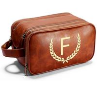 OXYEFEI Regalos personalizados para hombres, bolsa de aseo grande personalizada para hombres, cuero sintético personalizado, impermeable, artículos de aseo para hombre, artículos de aseo de viaje con