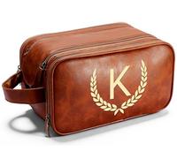 OXYEFEI Regalos personalizados para hombres, bolsa de aseo grande personalizada para hombres, cuero sintético personalizado, impermeable, artículos de aseo para hombre, viaje con kit esencial de Dopp