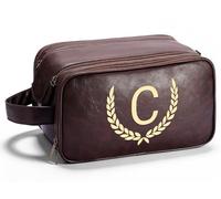 OXYEFEI Regalos personalizados para hombres, bolsa de aseo grande personalizada para hombres, cuero sintético personalizado, impermeable, artículos de aseo personal para hombre, viaje con kit esencial