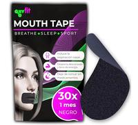OXYFIT® | Mouth Tape - 30 Cintas Bucales para Dormir y Dejar de Roncar | Tiras Adhesivas para Forzar la Respiración Nasal y Mejorar el Sueño (30 - Negro)