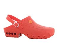 Oxypas Zapatos de Trabajo para Mujer - Antiestáticos y Antideslizantes Zapatos de Seguridad para Hombre, Zuecos Ligeros para Uso en Medicina, Cuidado y Gastro, Antibacteriano, oxyclog, Rojo, Talla