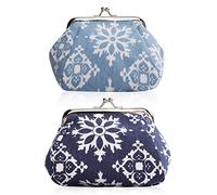Oyachic 2 pcs Monedero Retro Carteras Billeteras con Boquilla Coin Purse Bolsos Mano Mujer (Azul + Azul Oscuro)