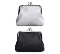 Oyachic 2 Piezas Monedero Cierre de Cierre Bolso Embrague Bolso Pequeño Dinero PU Coin Purse para Mujeres y Niñas (Negro + Blanco)