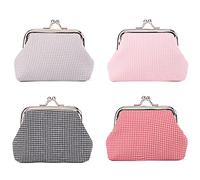 Oyachic 4 Piezas Pequeño Portamonedas Kiss Lock Coin Purse Retro Carteras Vintage Monedero para Monedas con Cierre Clic-Clac (Plaid)