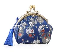 Oyachic Monederos Mujer Change Purse Billetera Cartera Bolso Embrague Coin Purse Kiss Lock Pouch (Azul)