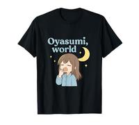 Oyasumi, mundo Anime Kawaii Luna Yawn Gráfico Camiseta
