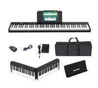 OYAYO Piano digital plegable de 88 teclas, teclado semipesado, tamaño completo, Bluetooth MIDI, piano electrónico portátil con pedal de sostenimiento, atril y bolsa de transporte para principiantes y