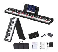 OYAYO Piano Electrónico Plegable de 88 Teclas, Teclado Portátil Semipesado Compatible con Teclas Iluminadas MIDI con Calcomanías de Piano Bolsa de Piano, Regalo de Cumpleaños para Niños y Adultos