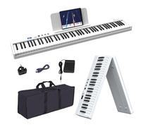 OYAYO Teclado de piano plegable, 88 teclas, teclado semipesado de tamaño completo, compatible con Bluetooth y MIDI, teclado de piano plegable con pedal de sostenimiento y bolsa de piano para