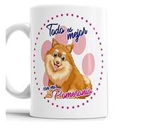 OyC Original y Creativo Taza Mascota Raza Pomerania - Con Frase y Dibujo - Canina - El Mejor Perro - Cerámica Blanca Resistente