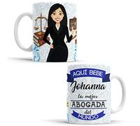 OyC Original y Creativo Taza para Abogada - Aquí Bebe la Mejor del Mundo/Super Abogada - Con Frase y Dibujo Personalizada con Nombre
