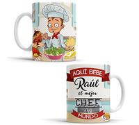 OyC Original y Creativo Taza para Chef - Taza Aquí Bebe El Mejor Chef del Mundo - Taza Regalo para Chef - con Frase y Dibujo Personalizada con Nombre (Chef)