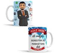 OyC Original y Creativo Taza para Director de Marketing - Taza Aquí Bebe la Mejor Director de Marketing del Mundo - Taza con Frase y Dibujo (Director de Marketing)