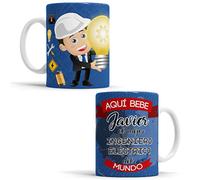 OyC Original y Creativo Taza para Ingeniero Eléctrico - Aquí Bebe el Mejor Arquitecta del Mundo - Con Frase y Dibujo Personalizada con Nombre