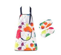 Oyccen Delantales para Niños Niñas Ajustable Delantal Pintura con Mangas Delantal Infantil Impermeable para Pintar, Cocinar, Hornear, Jardín