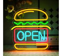 OYCGZV Abierto de neón de señal de hamburguesa de neón de luz para la decoración de la pared Led Abierto de señal para Burger Shop Fast Food Shop Negocios Restaurante Tienda