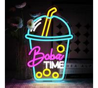 OYCGZV Boba Time Neon Cartel Bubble Tea Led Neon Cartel Pared Boba Time Neon Sign Drink Led Cartel para Café Bar Restaurante Cafe Store Tienda Boba Tea Party Bebidas Pub Club Decoración