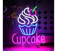 OYCGZV Cartel de neón para cupcakes, muffin LED, para pared, tarta de neón, USB, regulable, para panaderías, dormitorios, hogar, cocina, restaurante, café, panadería, tienda, bar, fiesta, decoración