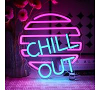 OYCGZV Chill Out Neon Sign Azul Rosa Neon Signo para Decoración de Pared Letra Neon Luz USB Led Signo para Casa Zona de Juegos Sala de Estar Dormitorio Cueva de Hombre Fiesta Bar Pub Cafe Fiesta