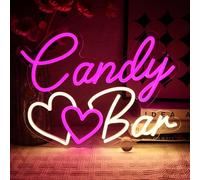 OYCGZV Letrero de neón Candy Bar - Letrero LED de neón para pared, lindo bar, letrero LED para decoración de boda, decoración de mesa de caramelo, restaurante, cumpleaños, otros eventos
