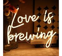 OYCGZV Love Is Brewing Neon Schild Warmweiß Led Neon Schild Wand Schriftzug Neon Sign USB Led Schild für Schlafzimmer Nachttisch Spielzimmer Party Store Friseursalon Geschenk für Mädchen Freunde