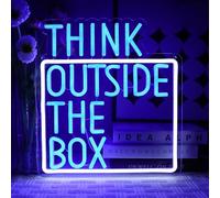 OYCGZV Señal de neón Think Outside The Box Letrero de neón Lettering Letrero de neón Led Letrero de neón de pared Letrero de neón USB para sala de juegos Estudio Aula Reunión Gestión Oficina