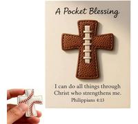 OYCXXCX Bendición de Bolsillo - Cruz de Béisbol, Cruz de Béisbol Hecha a Mano con Tarjeta de Regalo. Incluye una tarjeta de regalo y un abrazo de bolsillo con forma de cruz de béisbol. Ideal para (C)